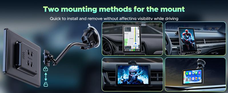 【Valentines】LAMTTO 7-Inch Wireless CarPlay Screen, Portrait & Landscape Display, CarPlay/Android Auto Compatible, AUX/Bluetooth/Speaker Output, Perfect Upgrade for Older Cars