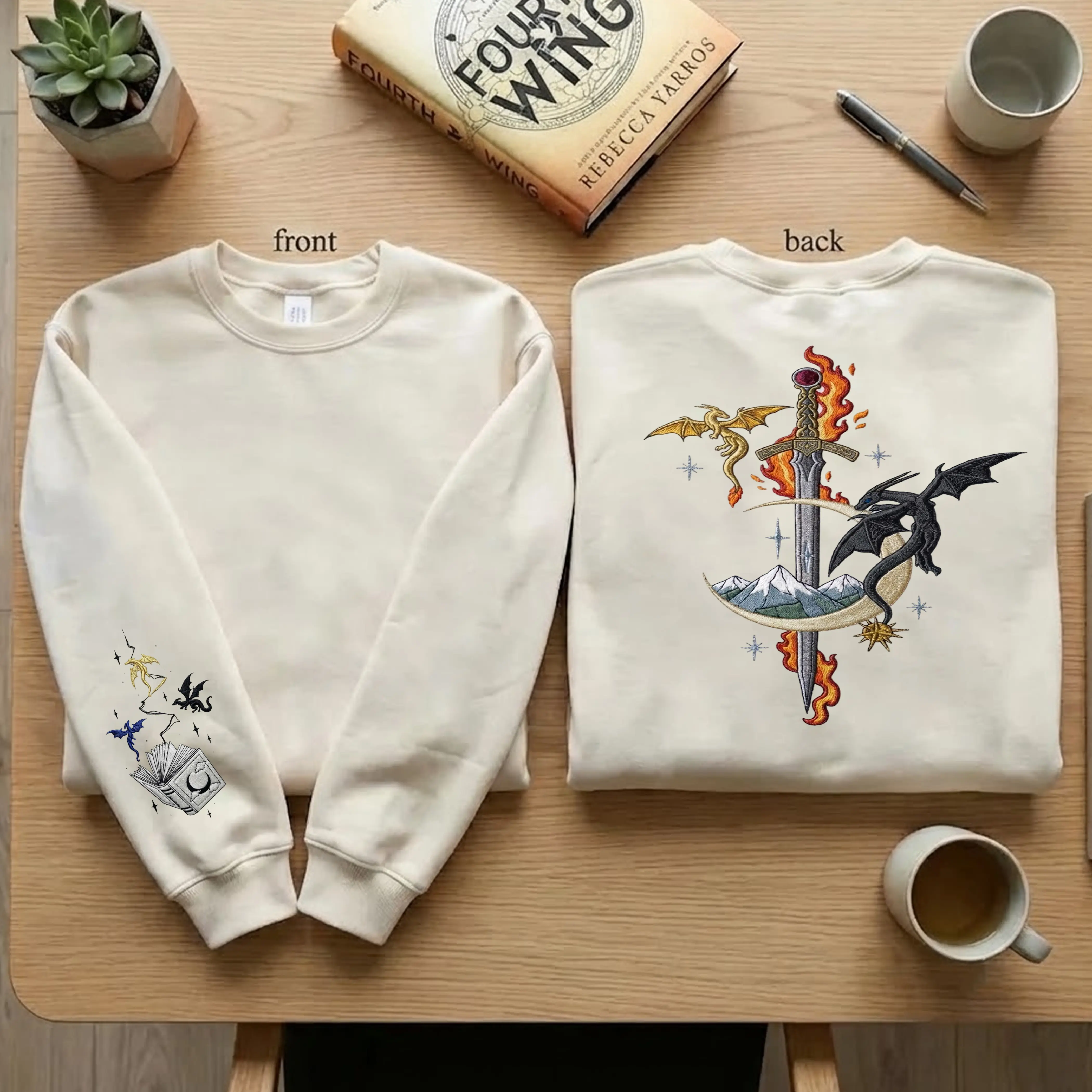 Fourth Wing Dragon Rider Sweatshirt – Basgiath War College Embroidered Crewneck for Fantasy Lovers