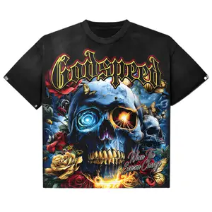 Godspeed Skull Graphic T-Shirt – Gothic Skeleton Rose Vintage Streetwear Tee