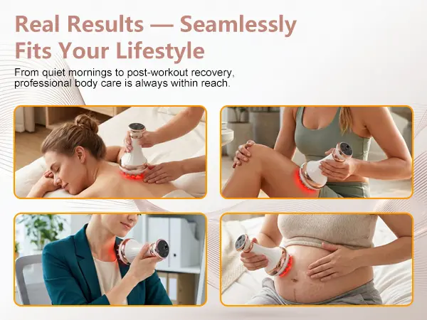 Lymphatic Drainage Massager & Anti-Cellulite Massage Tool, Body Sculpting Device for Arms, Legs & Stomach, Supports Smoother Skin, with Gentle Warming & Vibration, White