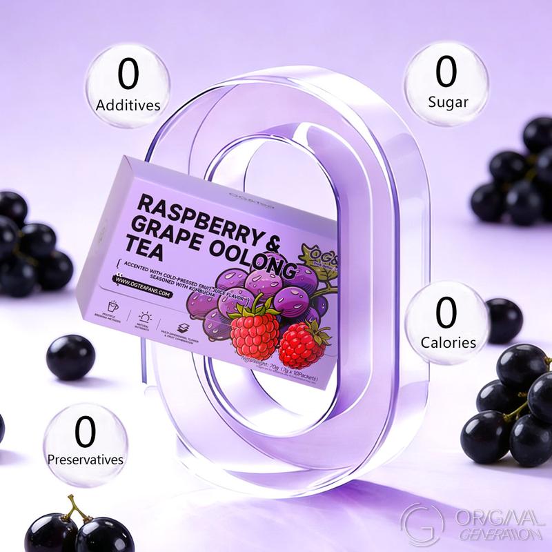 Bogo Raspberry Grape Oolong Tea 2 Cartons (70g 7g×10packs) ×2 With Forest Thermos Grape Oolong Tea Snow Pear Apple Raspberry Strawberry