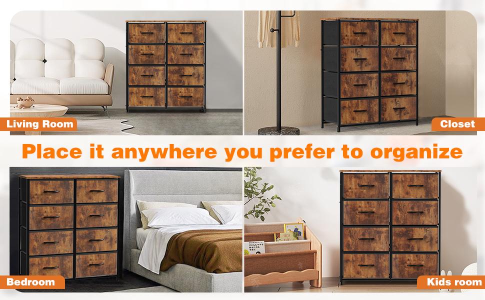 【Deal】FurnishFlex Dresser for Bedroom, Dressers & Chests of Drawers Dresser Organizer with 8 Fabric Storage