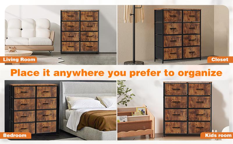 【Deal】FurnishFlex Dresser for Bedroom, Dressers & Chests of Drawers Dresser Organizer with 8 Fabric Storage
