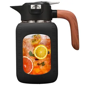 64 oz Glass Pitcher with Lid and Handle, Glass Carafe/Jug for Hot/Cold Water, Large Iced Tea Pitcher for Coffee, Juice and Homemade Beverage