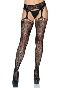 Leg Avenue Karina Lace Garter Belt Stockings - Women's Lingerie Fashion Accessory for Stylish Outfits