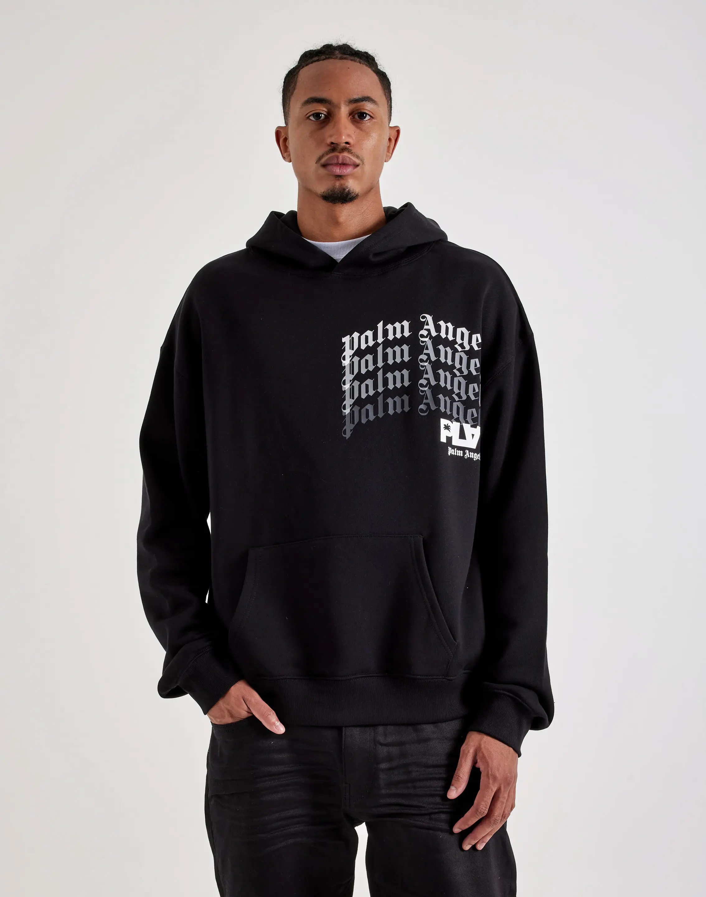 Mens PLAY Palm Angels Repeating Logo Fleece Hoodie