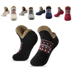 Unisex Fluffy Fuzzy Warm Slipper Socks for Men Women Knitted Thick Fleece Lined Grippers Non Slip Socks Soft Cozy Winter Home House Bed Floor Slipper Socks