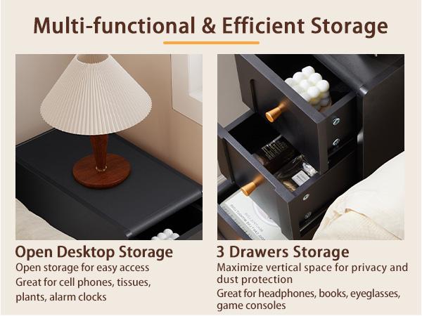 Giratree Small Nightstand with 3 Drawers, Narrow Bedside Table Vintage Skinny Night Stand with Storage, Wood Slim Side Table for Bedroom, Small Spaces, Living Room Giratree Small Nightstand with 3 Drawers, Narrow Bedside Table Vintage Skinny Night Stand with Storage, Wood Slim Side Table for Bedroom, Small Spaces, Living Room