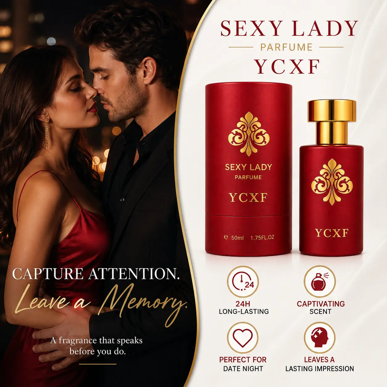 Perfume, 50 ml large size, women’s eau de parfum, floral fragrance, long-lasting scent, for everyday use and travel, fresh light fragrance, perfume set, sweet fragrance, embedded gift box design, a perfect gift for her attractive fragranced woman