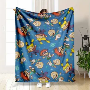 Cute 90s Retro Cartoon Blanket Babies In Space Adventure Print Soft Flannel Fleece Throw Nostalgia Animation Character Cozy Bedding Gift For Millennials 90s Kid tiktokshopspringglowup