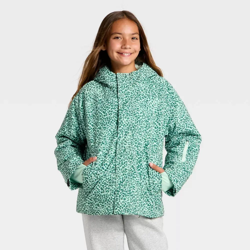 All In Motion Kids' Snowsport Zip Up Jacket - Waterproof, Windproof Skiing/Snowboarding Cold Weather Jacket Coat with Lift Pass Pocket