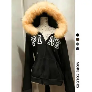 Women's Hooded Sweatshirt with Letter Print Zipper Front, Casual Fashion Daily Wear, Graduation, Back-To-School, Fall & Winter