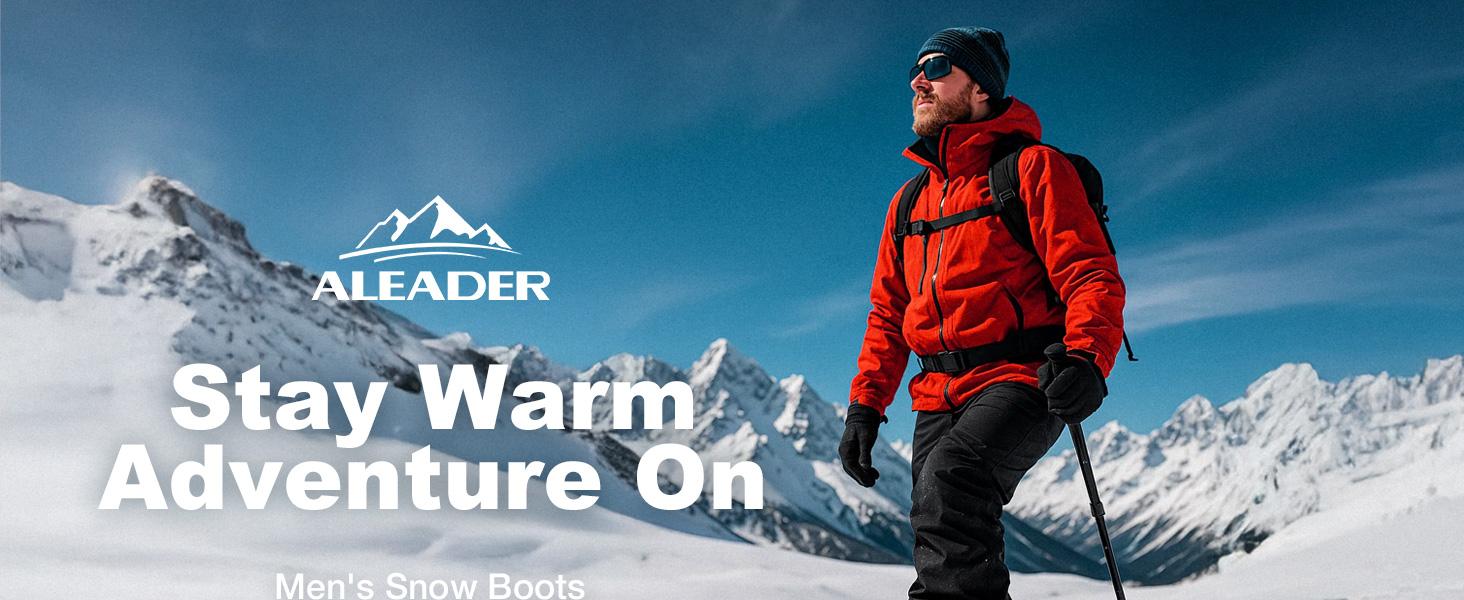 ALEADER Men's Winter Waterproof Insulated Snow Boots Warm Inner Layer Comfortable Classic All-match Non-slip Outdoor Hiking Boots