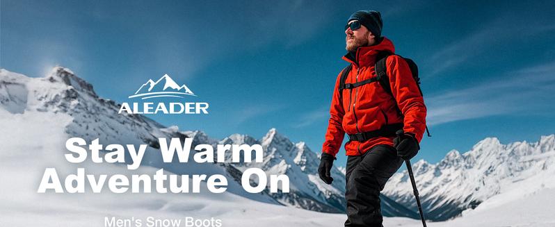 ALEADER Men's Winter Waterproof Insulated Snow Boots Warm Inner Layer Comfortable Classic All-match Non-slip Outdoor Hiking Boots