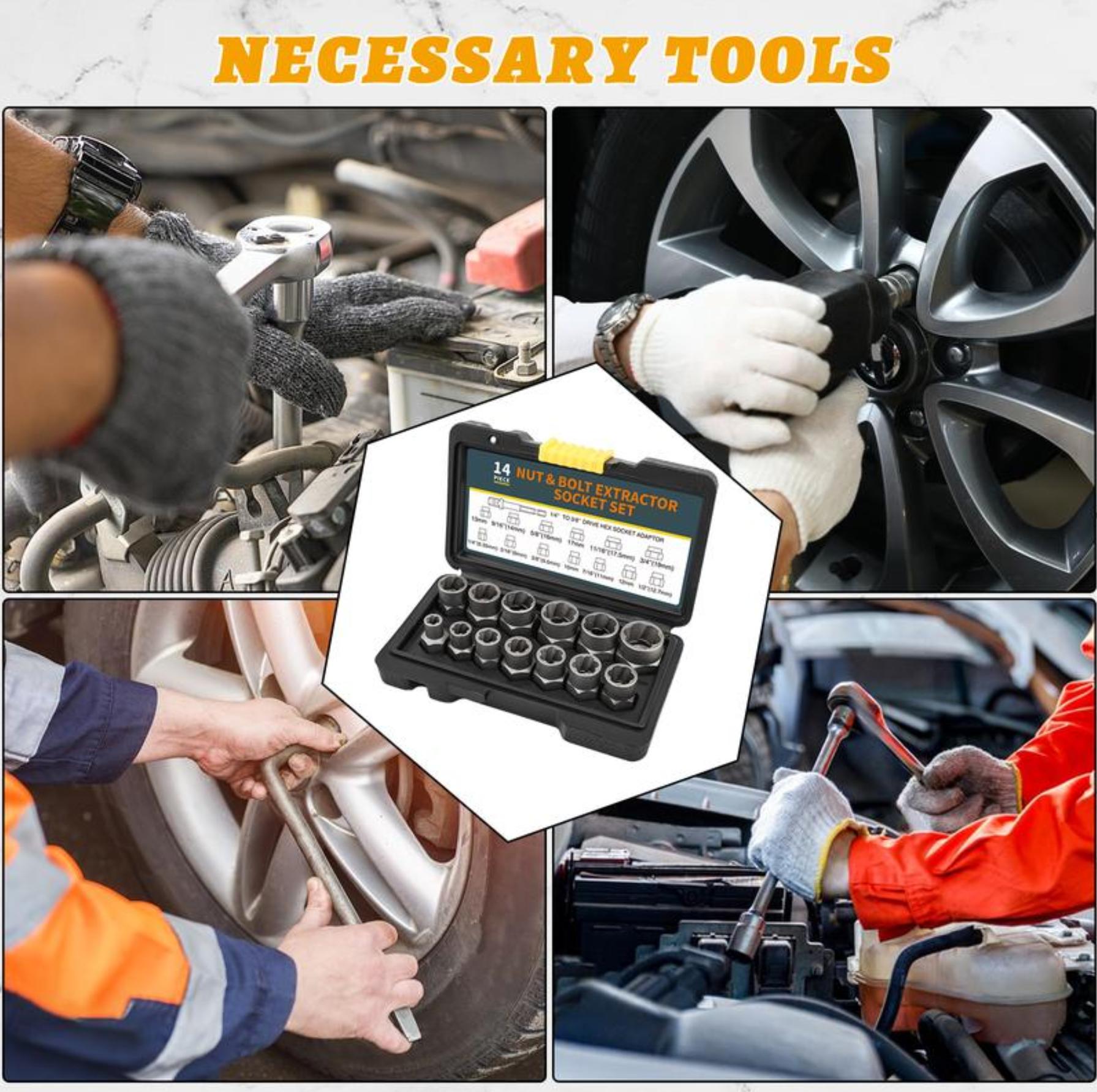 【TikTokShopBlackFriday 】 Bolt Extractor Tool Set, 13+1 Counts Impact & Nut Remover Stripped Lug Remover, Drive Rounded Bolt Remover for Removing Damaged, Frozen Universal Impact impact bolt 【TikTokShopBlackFriday 】 Bolt Extractor Tool Set, 13+1 Counts Impact & Nut Remover Stripped Lug Remover, Drive Rounded Bolt Remover for Removing Damaged, Frozen Universal Impact impact bolt