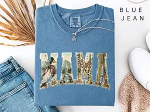 Comfort Colors Retro Camo Hunting Mama Shirt, Vintage Deer Hunting Season T-Shirt, Old School Camo Tee, Fall Camouflage Graphic Top, Duck Hunting Fall Tops