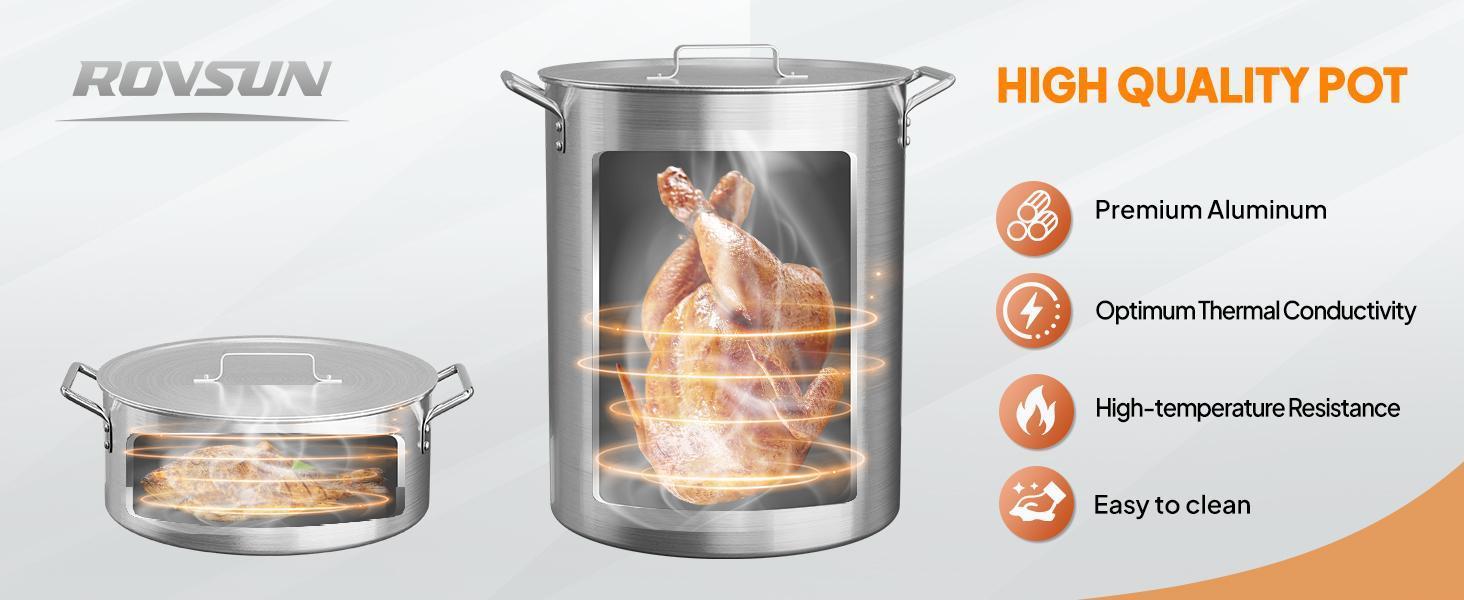 ROVSUN 30QT Turkey Fryer & 10QT Fish Fryer Kit with 54000BTU Propane Stove & Foldable Side Table, Aluminum Deep Fryer Pot for Outdoor Cooking Seafood Boiling w/Lifting Hook, Turkey Rack & Thermometer