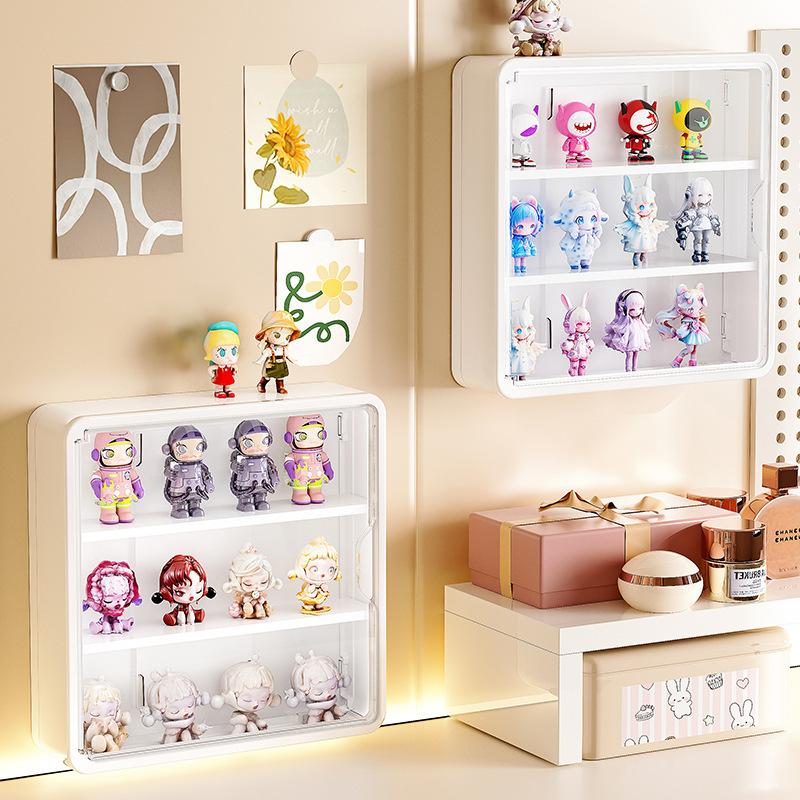 Three-Layer Wall-Mounted Figure Model Storage Display Box Multifunctional Plastic Magnetic Door Opening for Convenient Storage and Display