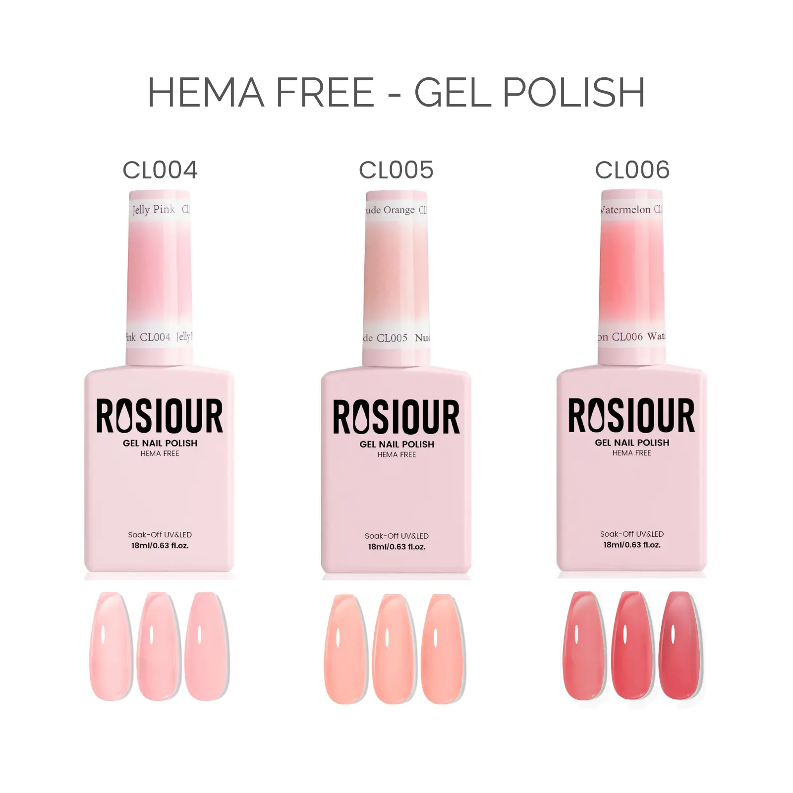ROSIOUR HEMA-Free Jelly Gel Nail Polish (18ml) - Juicy Collection, for French Tips, Manicure at Home, Gel X at Home, Nail Art
