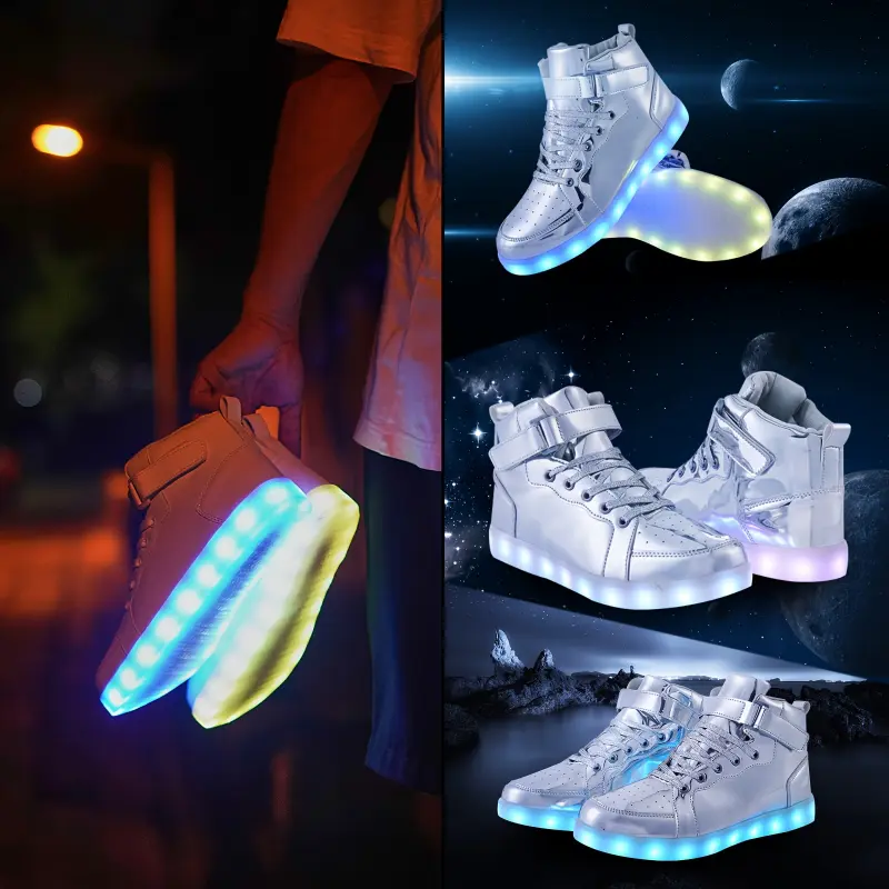 Led Light Up Shoes High Top Snkrs For Women's Men Hip Hop Dancing Halloween USB Charging Footwear Athletic all day comfort fitness walking street style versatile workout cross trainer Chic Basic lightweight training