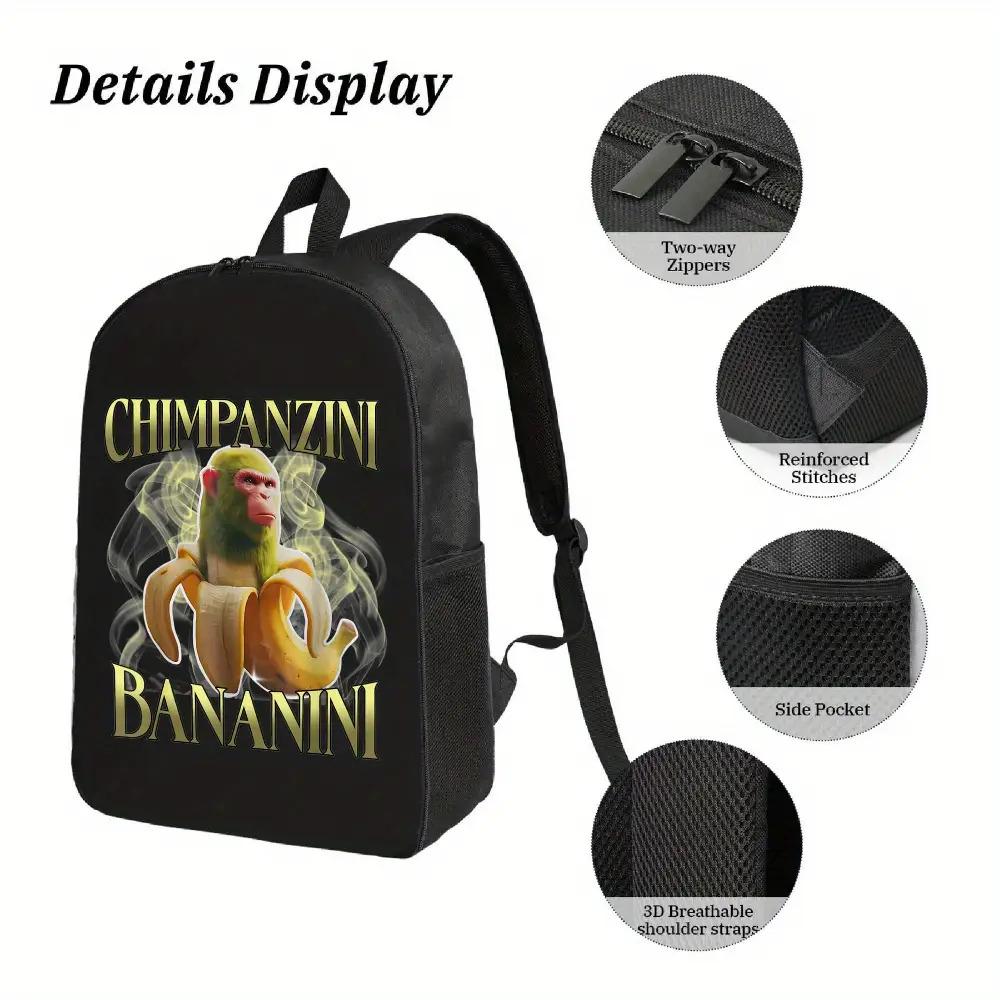 Italian Brain Rot, Backpack, Multifunctional Bag, Creative Gifts, Starting Gifts Monkey Inside Banana with Smoke Women'S Bags, Men'S Bags, Lightweight And Durable, with a Cartoon Style That Is Adorable, Suitable for Outdoor Study, Commuting