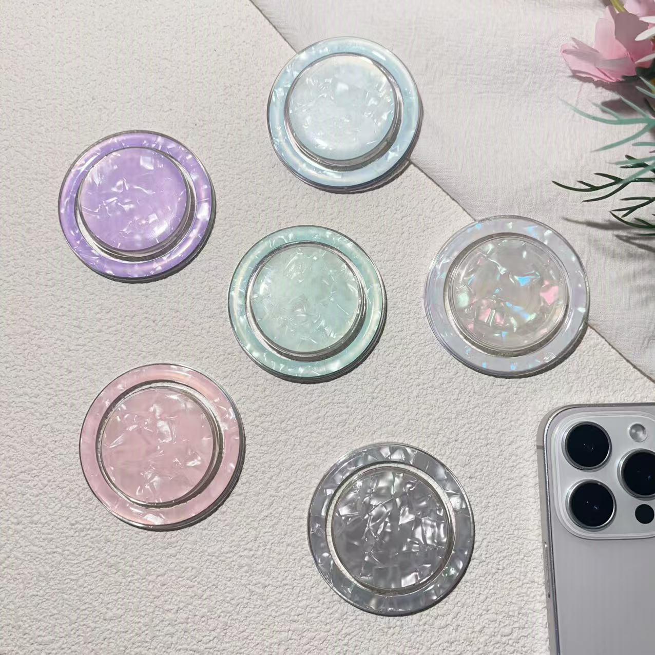 Reusable MagSafe Magnetic Airbag Phone Holder, Colorful Seashell Paper Design with Aesthetic Instagram-Worthy Shell Pattern, Strong Grip & Stable Stand for Smartphones, Cute Accessory for Daily Use Cellphone Mount-MM