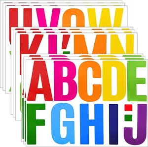 12 Sheets Large Alphabet Stickers,4 Inch Vinyl Letter Stickers,Self Adhesive Bulletin Board Alphabet Number Stickers for Posters,Mailboxes, Outdoor Decorations (Multi-Color)