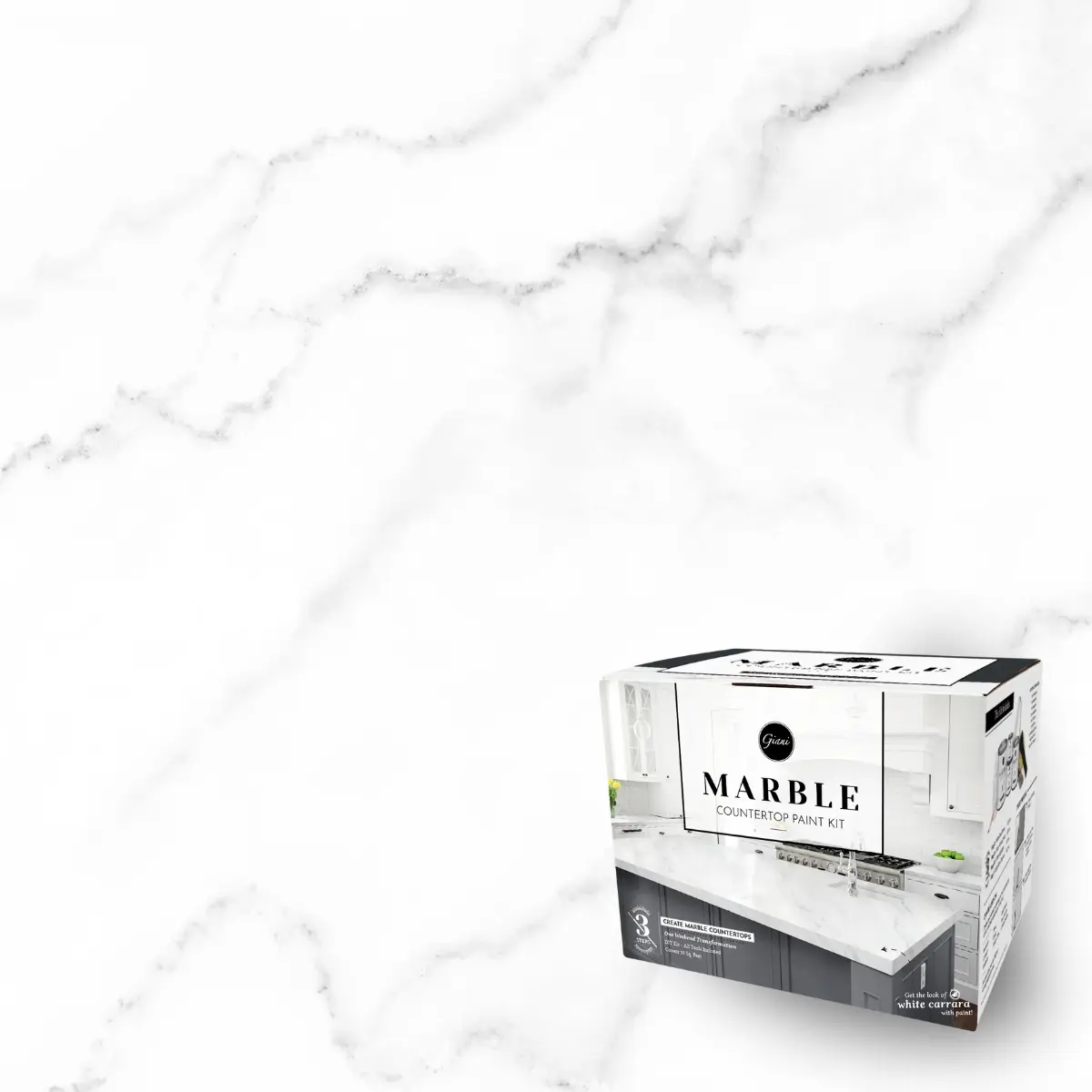 Giani White Marble Countertop Paint Kit - Covers 35 Sq Ft - High-Gloss Epoxy Resin Topcoat