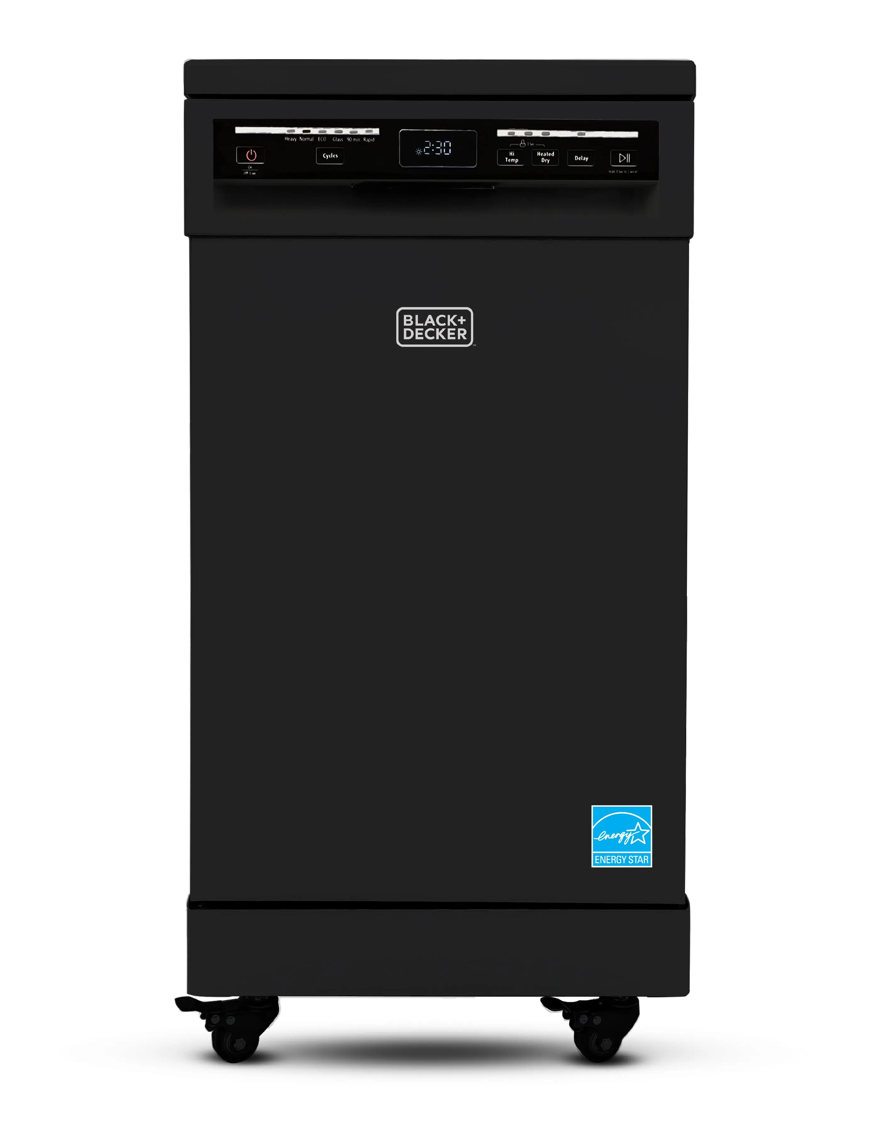 BLACK+DECKER 18-Inch Adjustable Energy Efficient Portable Dishwasher (BPD8B, Black) - 8-Place Setting, Mobile Design, 6 Wash Programs, Quick Wash, Timer Delay, LED Display, Stainless Steel Tub, ENERGY STAR Certified, Adjustible