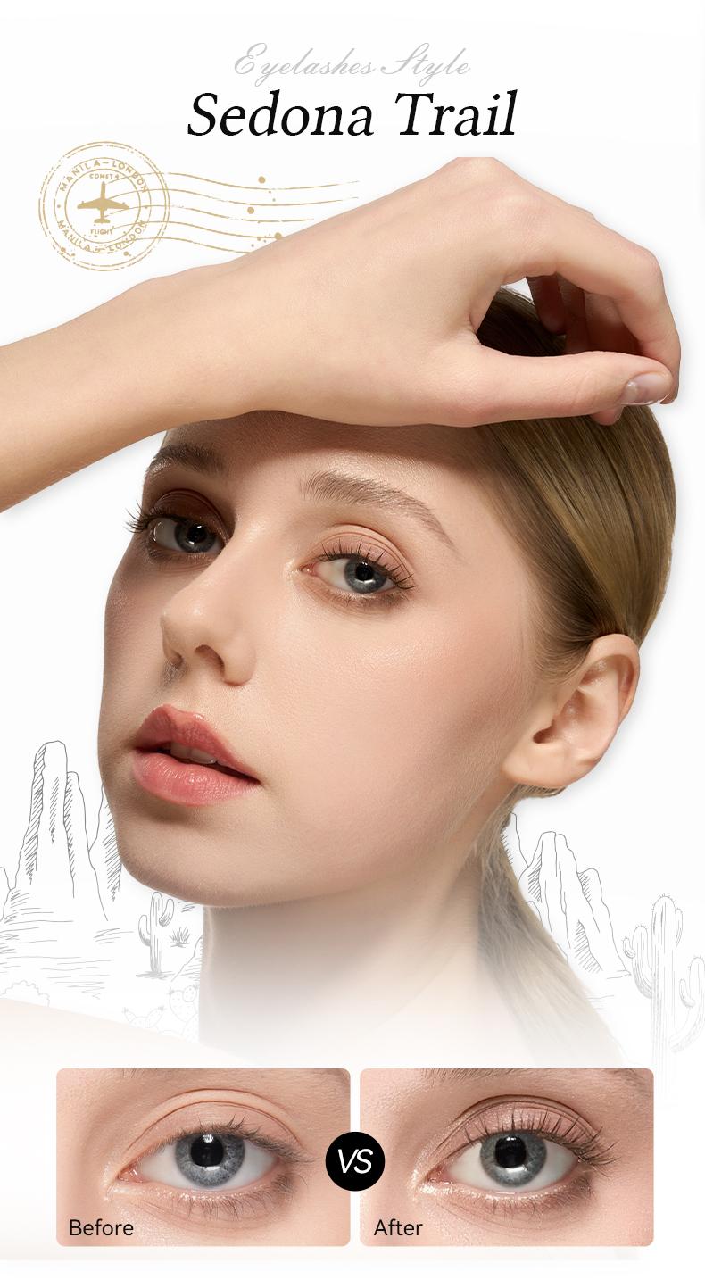 Wosado Soft Magnetic Eyelashes All-in-One Box, Destination Collection, Reusable, Glue-Free, Waterproof, Lightweight, Natural Style, Makeup Cosmetic