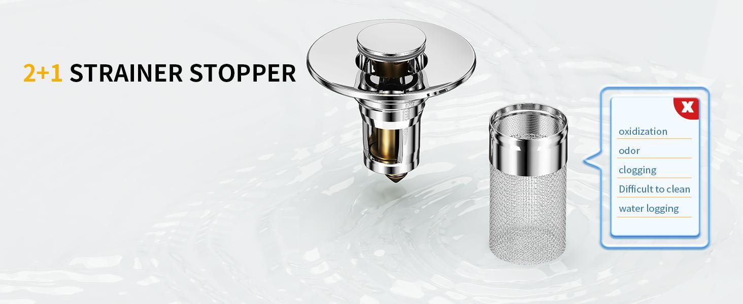 Bathroom Sink Stopper for 1.1-1.45 Inch, Pop Up Sink Drain Filter with Removable Stainless Steel Filter Basket Hair Catcher, for US Bathroom Sink Stopper Replacement