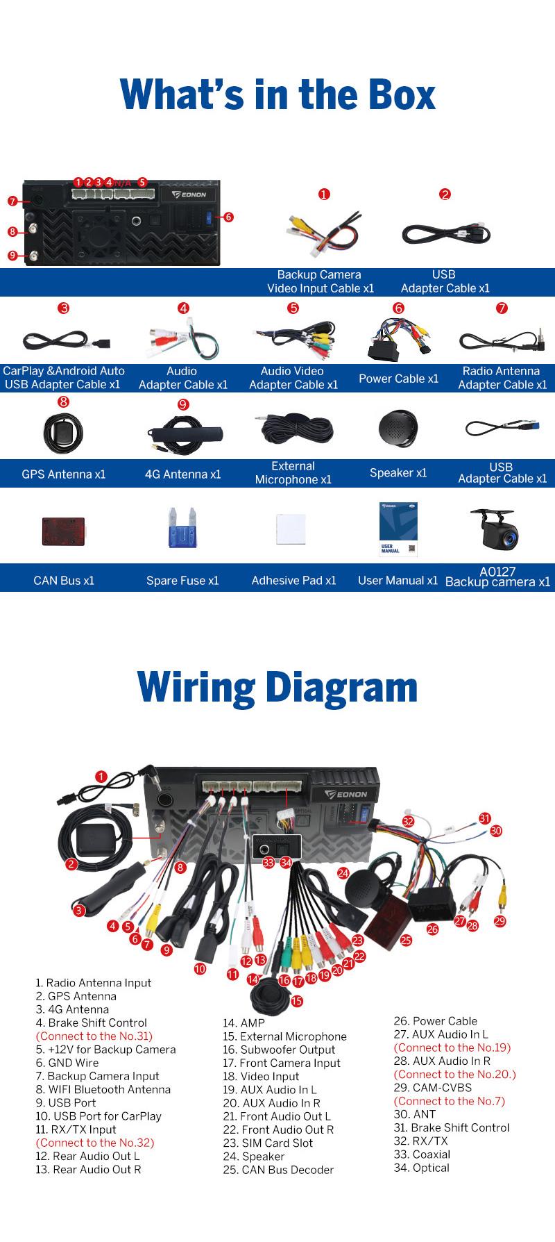 EONON Car Stereo for Dodge RAM 1500 2500 3500 (2013-2018) Manual AC, Wireless CarPlay & Android Auto Car Radio Touch screen, 9" Android 14/13 Car head unit, SWC GPS Navigation, BT, Wi-Fi, Sub, Backup camera - DGRMX7A / DGRMX6S2