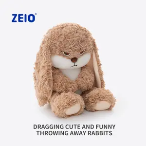 [ZEIO TOYS] Easter gift Cool drop drop rabbit three generations plush toy doll Cute rabbitdoll comfort doll Holiday giftcompanion Valentine's Day giftBunny Funny ear Perfectfor a Gift cute girly gifts  (dark brown)