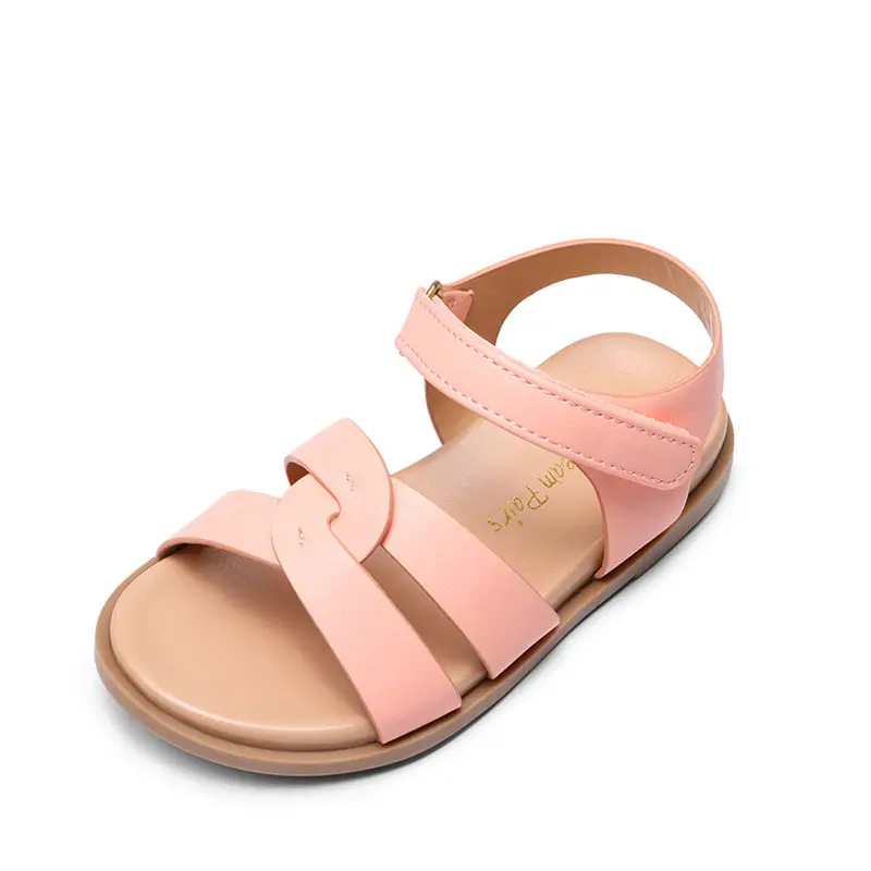 DREAM PAIRS Girls' Cute Open-Toe Ankle-Strap Cross Strap Strapy Flat Sandals, Faux Leather, Soft Insole, for 3-9 Years (Incl. 4-5 Years), Cross Strap Sandals