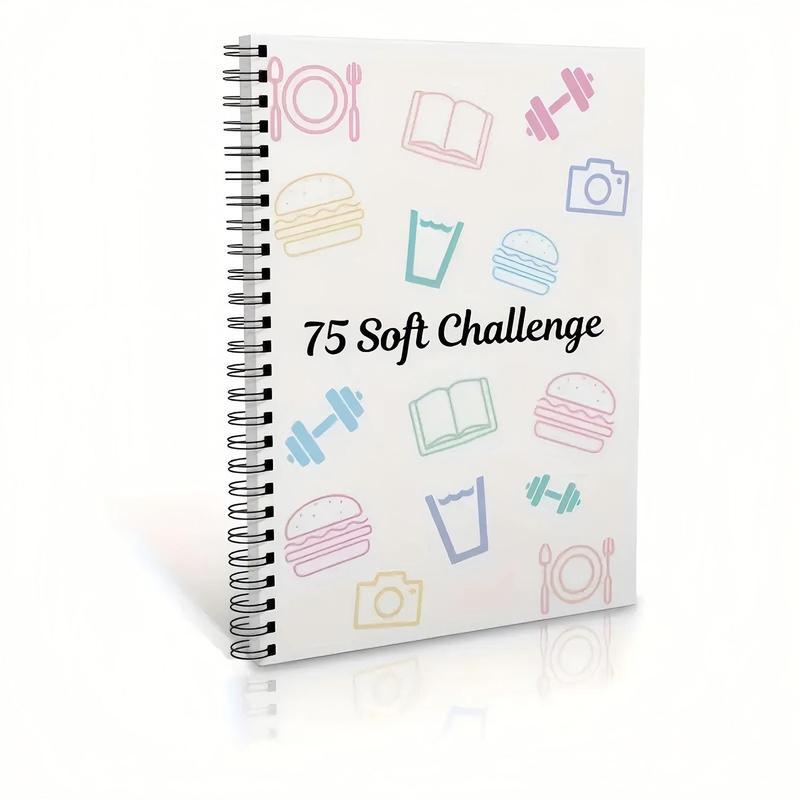 75 Soft Challenge Journal & Planner A5 Soft Challenge Planner Notebook Time Management & Efficiency Improvement Record Book Spiral Weekly and Monthly Calendar Planners Note Book Office Stationery & Supplies