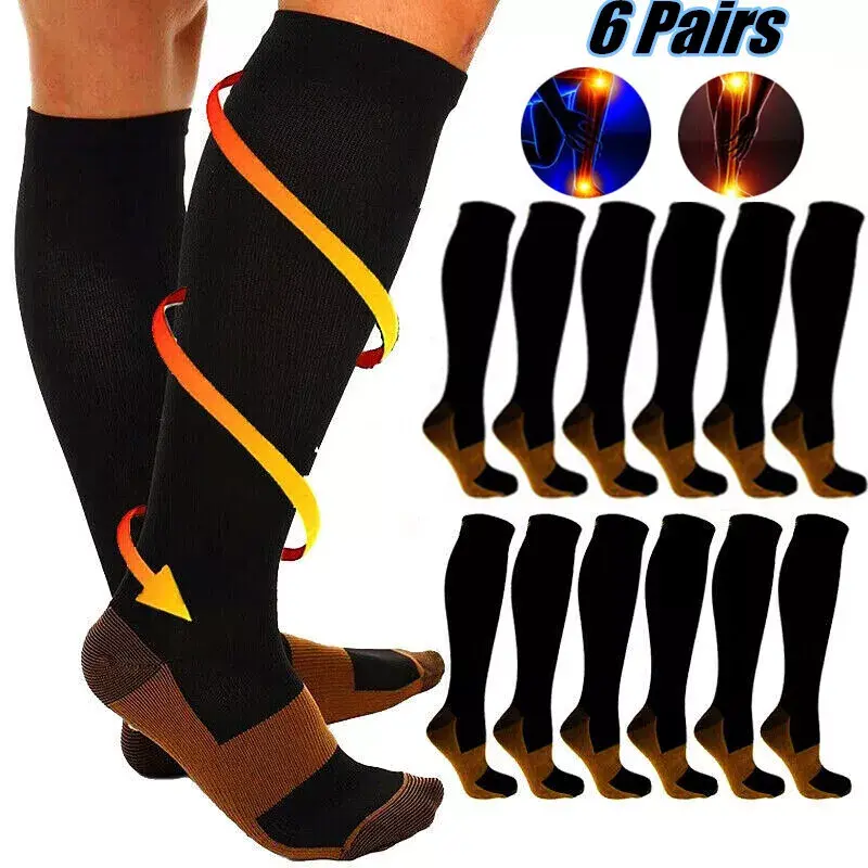 6 Pairs Copper Compression Socks 20-30mmHg Graduated Support Men's Women's XXL Slouchsocks tiktokshopbacktoschool,back to school,back to school haul