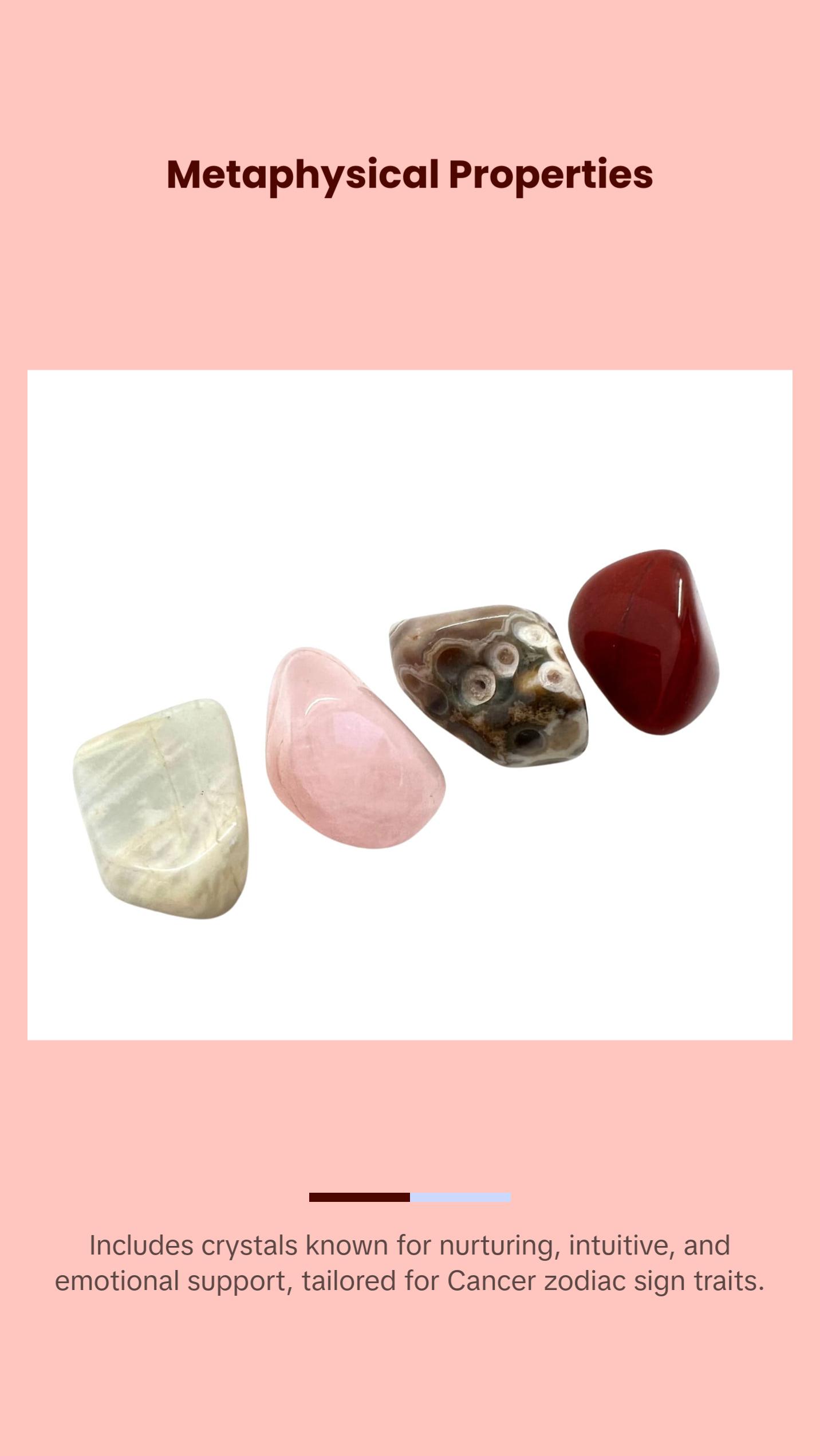 Cancer Zodiac Crystal Set - Tumbled Cancer Zodiac Crystals Metaphysical crystals - Astrology Gifts - Red Jasper, Ocean Jasper, Moonstone
