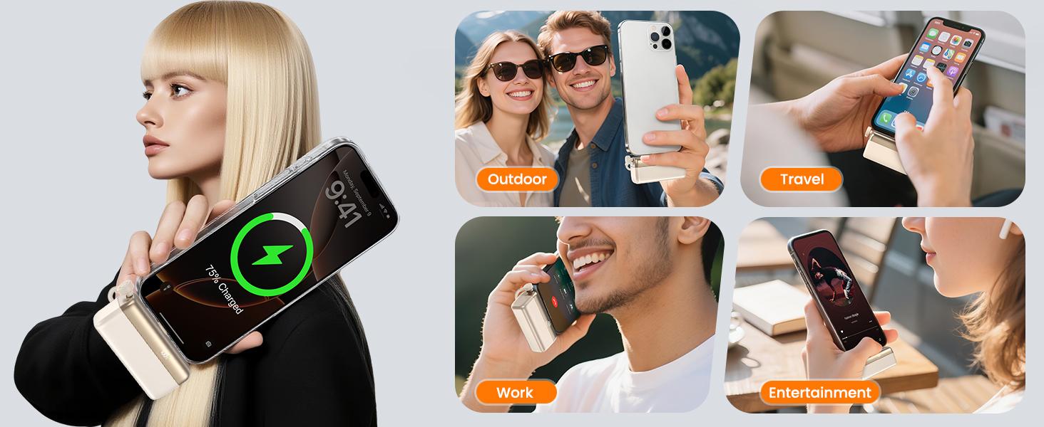 SEANCHEER P03 10000mAh Mini Portable Charger Power Bank for Phone, 22.5W Fast Charger with Digital Display and Stand, Mini Travel Essential Battery Pack, Lightwight and Compact, Small PowerBank