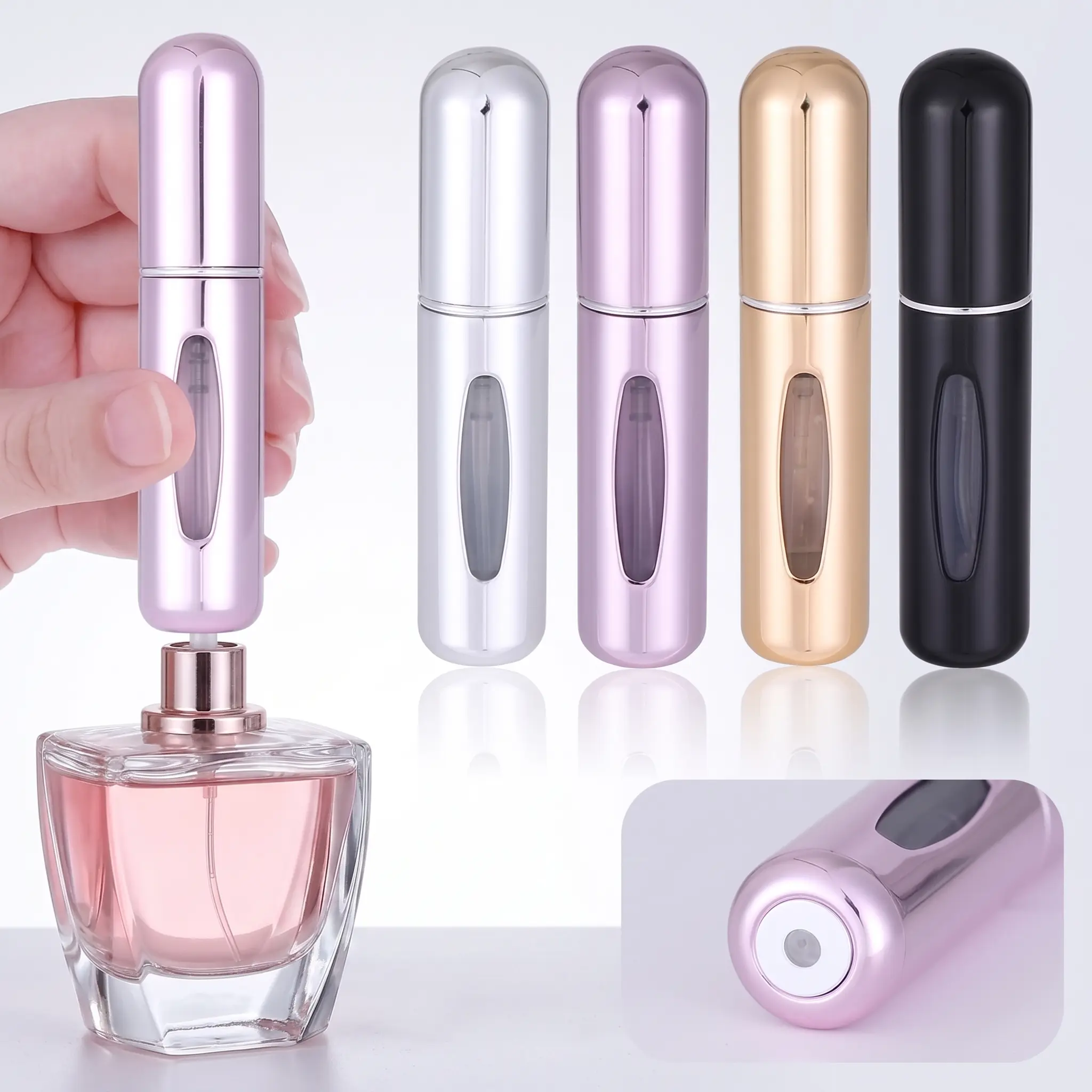 4PCS 5ML Refillable Perfume Atomizer Travel, Portable Mini Pocket Perfume Atomizer for Travel Accessories Tin Canister Organizer Bottle Fathersdaygift