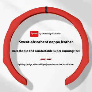 2026 New Leather Centering Mark Steering Wheel Cover Quick Turn Non-Slip Breathable Ultra-Thin Universal Grip Cover  Multipurpose PU Leather Non-Slip Steering Wheel Protector, Universal Car Interior Accessory for Four Seasons Car Accessories Automotive