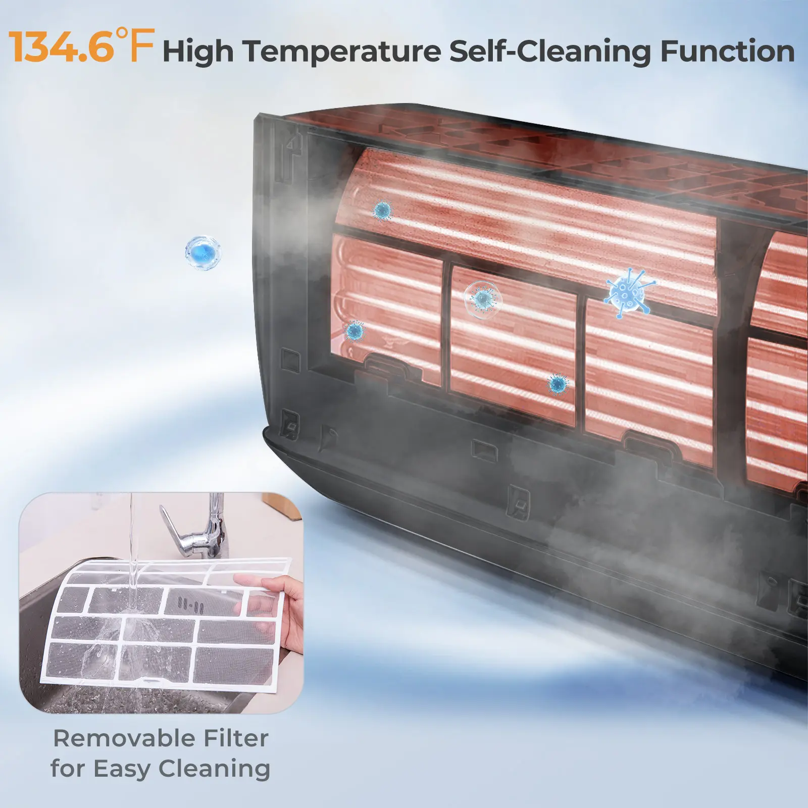 COSTWAY - 12000 BTU 22 SEER2 208-230V Wifi Enabled Mini Split Air Conditioner and Heater Black