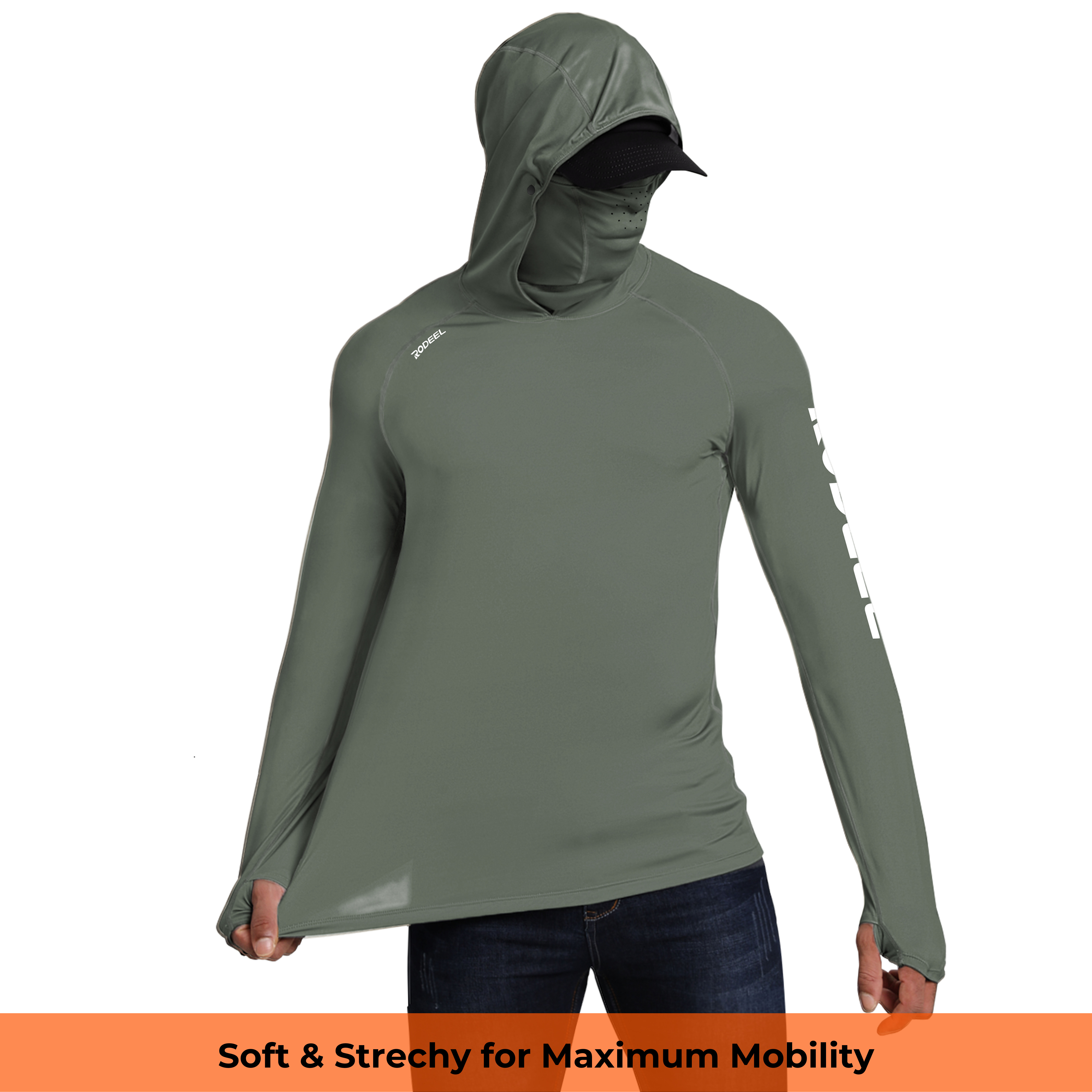 【RODEEL】936 Sun Hoodie Shirts w/ UV Detection Logo Mask Neck Gaiter Thumbhole Men UPF 100+ Sun Protection Long Sleeve Lightweight Quick Dry Moisture Wicking Breathable Cooling Athletic Activewear for Outdoor Sports Fishing Hiking Construction Roofing 【RODEEL】936 Sun Hoodie Shirts w/ UV Detection Logo Mask Neck Gaiter Thumbhole Men UPF 100+ Sun Protection Long Sleeve Lightweight Quick Dry Moisture Wicking Breathable Cooling Athletic Activewear for Outdoor Sports Fishing Hiking Construction Roofing