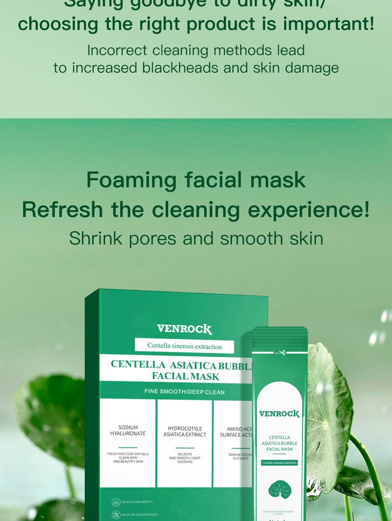 Venrock Centella foam facia lmask can remove black and control oil,deeply clean facial dirt Outdoorfun Hydrate 1 Box * 12 Pcs