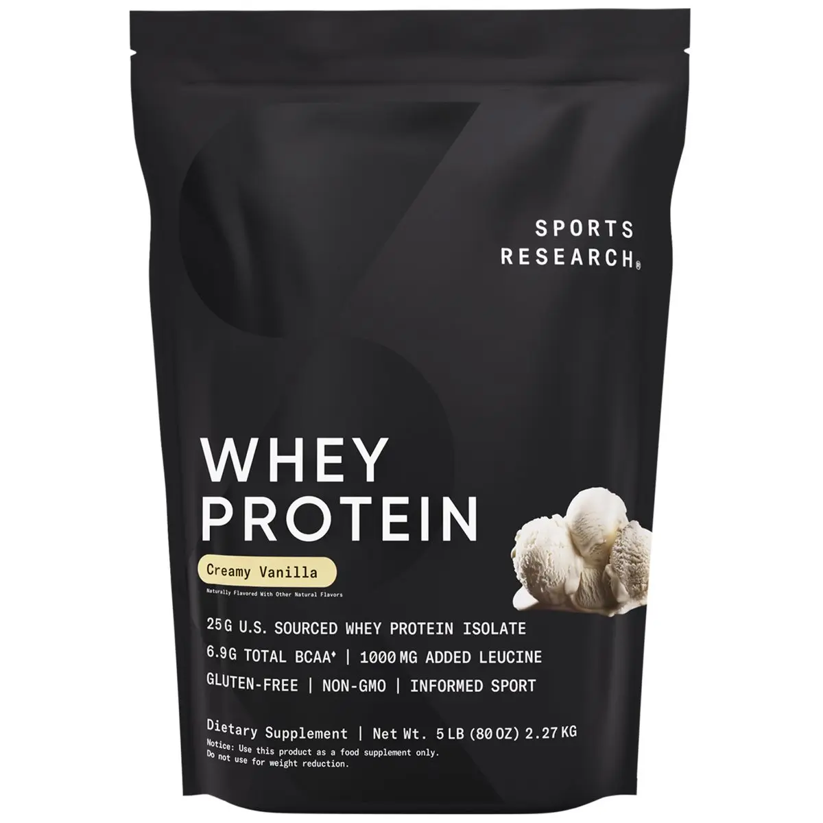 Sports Research Whey Protein Isolate - Sports Nutrition Protein Powder for Lean Muscle Building & Workout Recovery