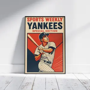 Retro Yankees Cover Art – Vintage Baseball Poster (Unframed)
