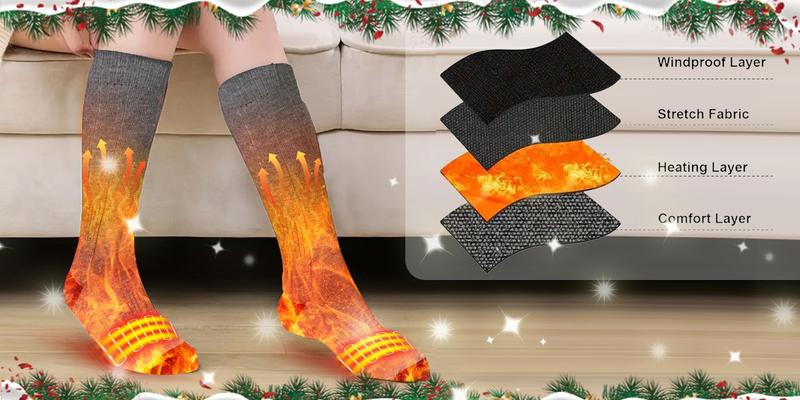 Valentine's Day gift, FathersDayGift,Christmas gift Ritizan Men's and Women's Heated Socks with Two 5000mAh Battery up to 149°F, Ideal for Skiing, Hiking, Hunting and Winter Outdoor Activities, Nice Christmas Gift!