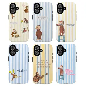 Cute Monkey Christian Phone Case – Inspirational Bible Verse Phone Cover, george curious phone cover for iPhone 17/16/15/14/13/12/11 Pro Max