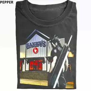 Final Fantasy 7 Shirt, Zack Fair Graphic Tee, Zaxby's Restaurant Collab T-shirt, Video Game Fan Apparel - Vintage Graphic Tee – Menswear & Womenswear – Streetwear Tops – Casual Cotton Crewneck Shortsleeve T-shirt