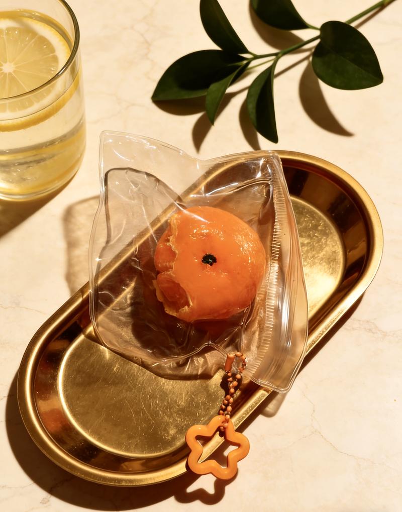 Key ring set  Orange Squishy Toy Ultra Soft Mochi Texture Stress Relief Ball Peelable Design Slow Rebound Keychain Phone Charm Safe Non Toxic TPR Material