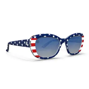 Blenders Eyewear Olivia USA Women's Polarized Sunglasses – American Flag Frame, Blue Mirror Lenses, UV 100% Protection, Small–Medium Fit
